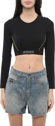 Versace Black Logo Crew Neck Top
