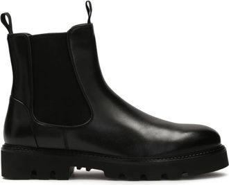 Kazar Klassieke zwarte herenslippers op een klavertjezool - Heren - Chelseaboots - Zwart - 42 EU - Leer - Schoenen