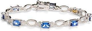 Suzy Levian Sapphire & Lab Created White Sapphire Tennis Bracelet in Blue at Nordstrom Rack