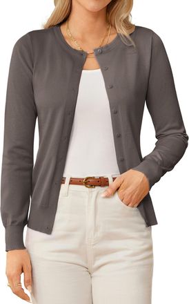 Grace Karin Womens Classic Long Sleeve Knit Cardigan Sweaters Casual Open Front Button Down Cardigans S-3XL, Grayish-brown, XL