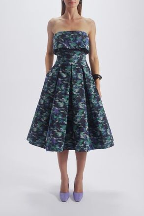 Amsale Printed Laced Back Dress in Purple-Multi at Nordstrom, Size 10