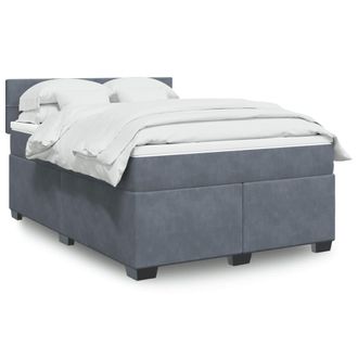 vidaXL Vidaxl - Giroletto A Molle Con Materasso Grigio Scuro 140x200 Cm Velluto