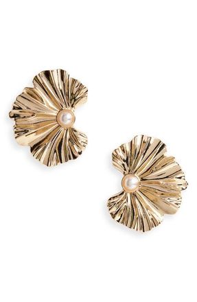 8 Other Reasons Imitation Pearl Fan Earrings in Gold at Nordstrom