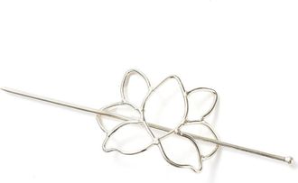 Matr Boomie Kairavini Lotus Hair Slide with Stick in Metallic Silver at Nordstrom
