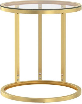 vidaXL Vidaxl - Mesa Auxiliar Vidrio Templado Transparente Y Dorado 45 Cm