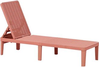 Beliani Tumbona Reclinable Moderna De Exterior Con Respaldo Ajustable Material Sint&eacute;tico Resistente Al &Oacute;xido Rojo Ossimo