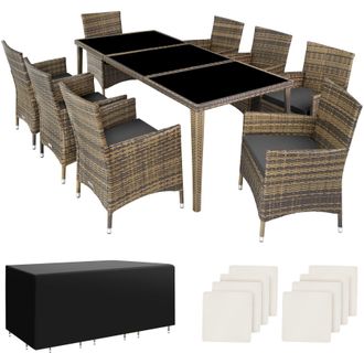 TecTake Garden Table & Chairs Menorca in Natural | Size: XL
