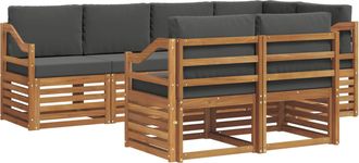 vidaXL Conjunto De Sof&aacute;s De Exterior 7 Uds. Natural Y Antracita Vidaxl