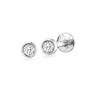 RS Pure by Ross-Simons Bezel-Set Diamond Flat-Back Stud Earrings in Sterling Silver