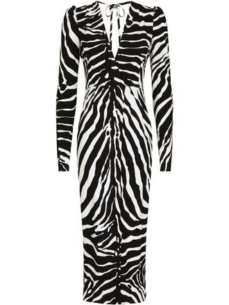 Dolce & Gabbana zebra-print long-sleeve dress - women - Silk/Elastane/Elastane/Rayon - 38 - Black