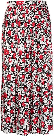 Celine floral-print pleated midi skirt - women - Metallic Fibre/Viscose - 36 - White