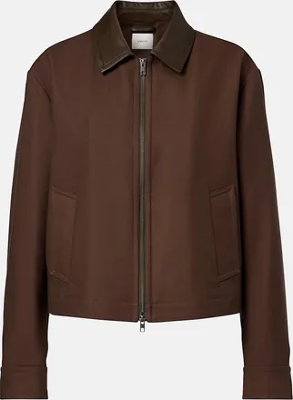 Vince Cropped leather-trimmed cotton twill jacket