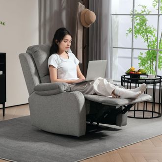HOMCOM Recliner Chair for Living Room, Microfibre Cloth Reclining Armchair in Grey