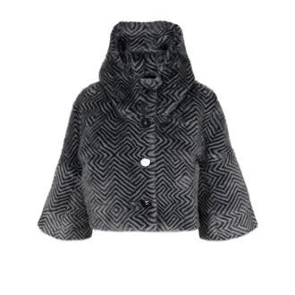 Roberto Ricci Design Faux Fur & Shearling Jackets, female, Gray, Size: M Geometric Fairytale Faux Fur Jacket