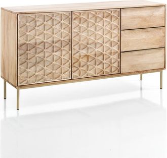 Oresteluchetta Aparador de mango macizo y acero dorado 80x144x40 cm
