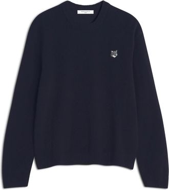 Maison Kitsuné Truien & Vesten, Heren, Blauw, XL, Wol, Fox Head Lamswollen Comfort Trui