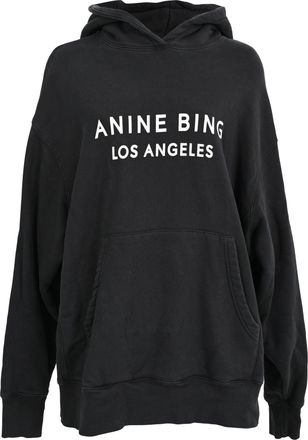 Anine Bing Alto Logo Hoodie in Black Cotton