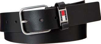 Tommy Jeans Lederg&uuml;rtel TOMMY JEANS TJM SCANTON 3.5 cm breit, Herren, Gr. 80, schwarz, B&uuml;ffelleder, G&uuml;rtel Lederg&uuml;rtel