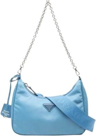 Prada Pre-owned Vintage Shoulder Bag - Dames - Vintage Schoudertas - Blauw - ONE Size - Leer - Vintage