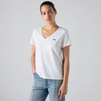 Levi's The Perfect V Neck Tee - Womens - L - White