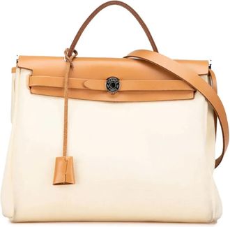 Herm&egrave;s Borsa a tracolla Herbag 31 in tela Toile con zip 2019 - Marrone