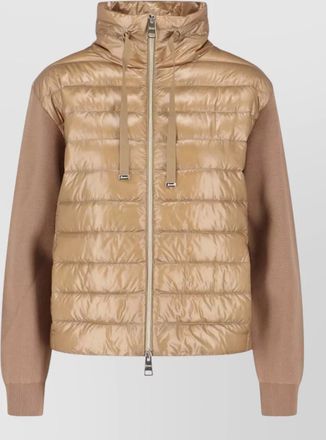 Herno hooded jacket quilted texture ribbed cuffs drawstring