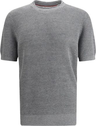 Brunello Cucinelli Gebreid T-shirt - Grijs