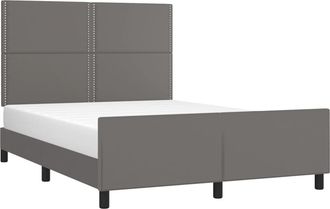 vidaXL Vidaxl - Estructura De Cama Sin Colch&oacute;n Cuero Sint&eacute;tico Gris 140x190 Cm