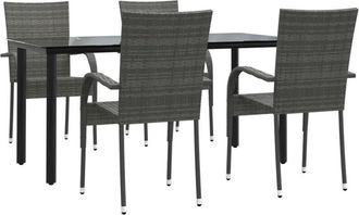 vidaXL Vidaxl - Juego De Comedor Para Jard&iacute;n 5 Piezas Rat&aacute;n Sint&eacute;tico Gris