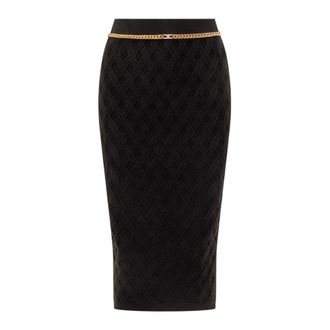 Elisabetta Franchi Pencil Skirts, female, Black, Size: M Chain-embellished Geometric Midi Skirt