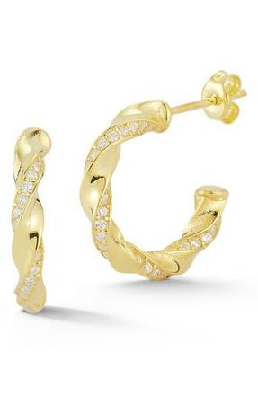Glaze Jewelry Gold Vermeil CZ Twist Huggie Earrings in Yellow Gold at Nordstrom Rack