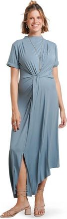 Nom Maternity Talia Maternity Twist Dress in Dusty Blue at Nordstrom, Size X-Small