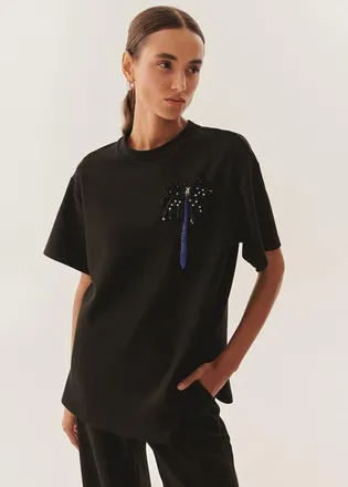 Exquise Embellished Tee in Black at Nordstrom, Size Medium