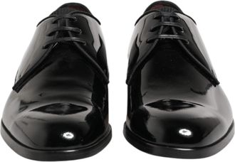 Dolce & Gabbana Mens Black Calfskin Leather Derby Dress Shoes 100lf