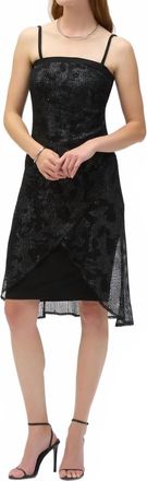 Joseph Ribkoff Foiled Mesh Strapless Dress In Black/silver