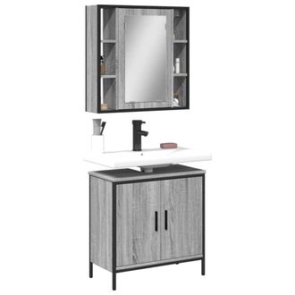 vidaXL Set De Muebles De Ba&ntilde;o 2 Pzas Madera Contrachapada Gris Sonoma Vidaxl