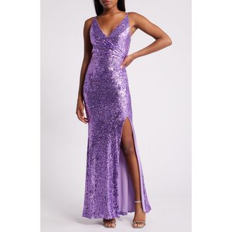 Dress The Population Jordan Sequin Gown in Lavender at Nordstrom Rack, Size X-Small