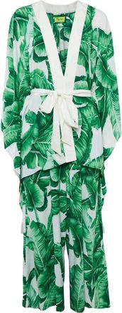 Mystique leaf-print jacket set - Green