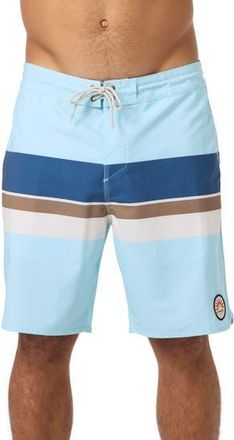 O'Neill Cruzer Stripe Scallop Swim Trunks in Sky Blue at Nordstrom Rack, Size 36