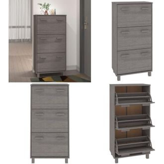 vidaXL Scarpiera HAMAR Grigio Chiaro 59,5x35x117 cm in Legno di Pino - Scarpiera per casa - Scarpiera in pino