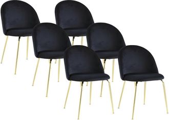 VENTE-UNIQUE.COM Set de 6 sillas terciopelo negro