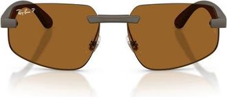 Ray-Ban 60mm Polarized Irregular Sunglasses in Sand Brown /Polar Bronze at Nordstrom