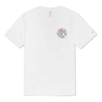 Converse Mens Converse x Keith Haring Crossover Embroidered Logo Alphabet Printing Round Neck Loose White 10022256-A01