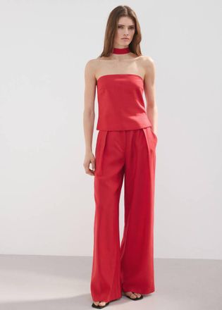 Mango Pantaloni dritti lyocell rosso - Donna - 36 - MANGO