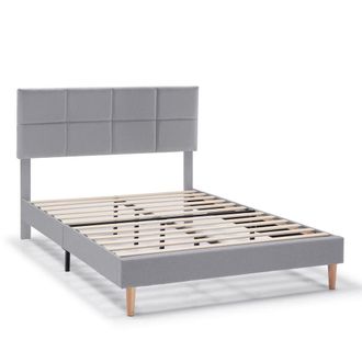 HOMN Estructura de cama tapizada de 30 cm, 90x190 cm, gris claro