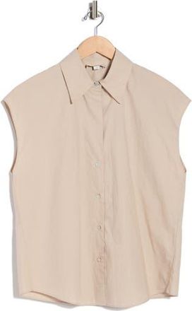 Vince Cap Sleeve Button Down Shirt in Beige at Nordstrom Rack, Size X-Large