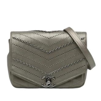 Chanel Pre-owned Vintage Crossbody Bag - Dames - Pre-owned - Grijs - Maat: ONE Size Leer