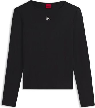 HUGO BOSS Stretch-jersey top with stacked-logo print