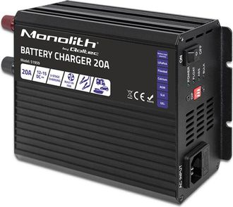 OEM Cargador Inteligente Monol&iacute;tico Qoltec Para Bater&iacute;as Lifepo4 Agm Gel Sla 20 A 12 V