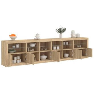 Berkfield Home Sideboard with LED Lights Sonoma Oak 283x37x67 cm in Brown | Size: 283 x 37 x 67 cm